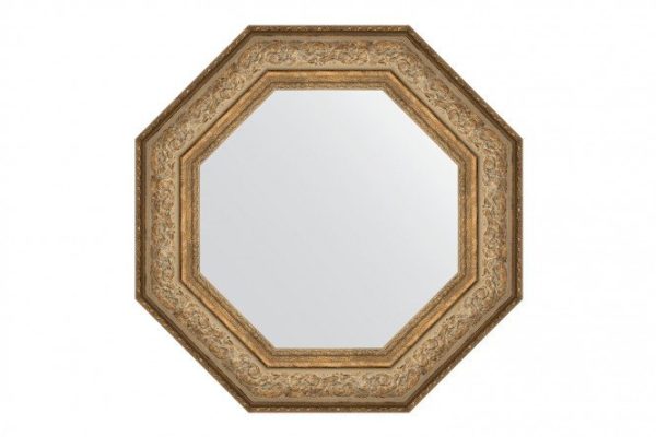 Wall mirror in a baguette frame EVOFORM Octagon BY 7384, antique bronze vignette 65x65 cm