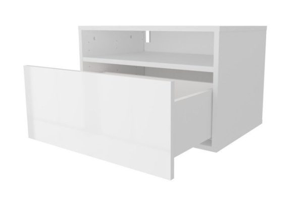 Cabinet with shelf and drawer Oscar Amika 60x40 with door closer, white / white gloss
