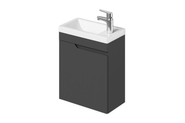 Wall-hung cabinet Alexa left 45.5 cm, frame color graphite, facade graphite