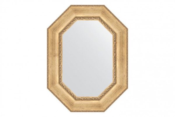 Wall mirror in a baguette frame EVOFORM Polygon BY 7261, aged silver with ornament 62x82 cm