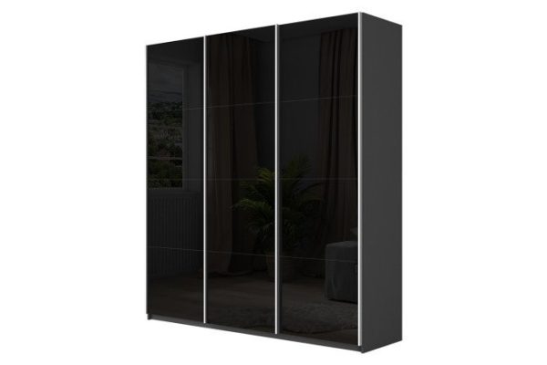 eb6097cc5eeb24b2fbb08777b9cd8e69.jpg 3-door wardrobe Cors 180x230 cm, gray diamond, black facade