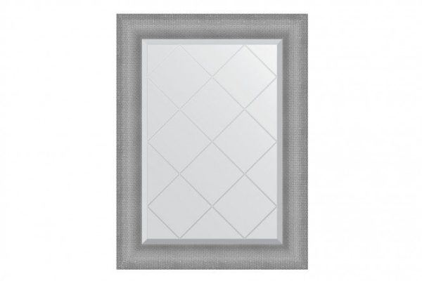 Wall mirror with engraving in a baguette frame EVOFORM BY 4543 silver chain mail 67x89 cm