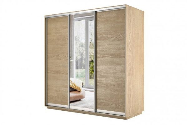 3-door wardrobe Slide 180x220x60 cm, Sonoma, with one mirror