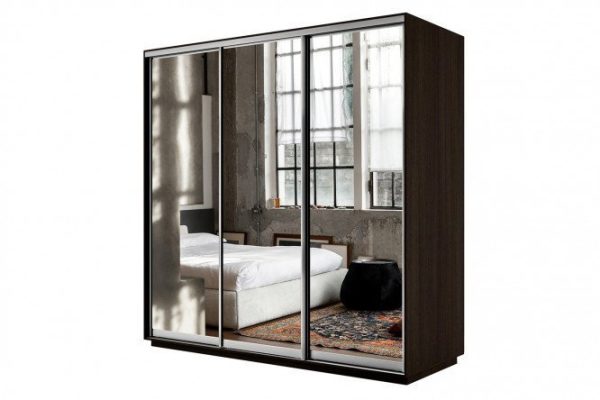 Sliding wardrobe 3-door Slide 180x240x60 cm, wenge, mirror facade