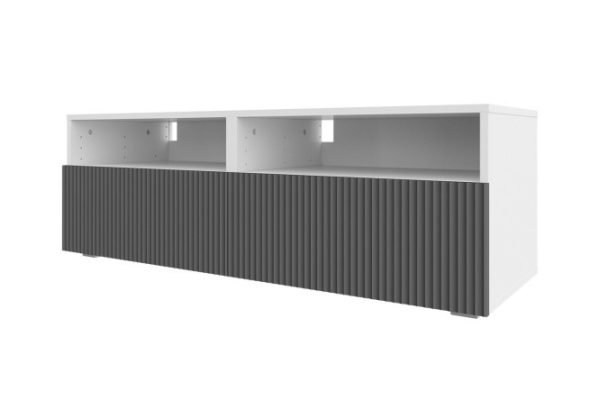 Cabinet Oscar Amelie 120x40 with 2 drawers and 2 shelves, white / wave graphite