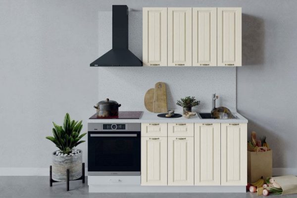 Kitchen set Lina 180x213.2x47.8 cm, frame color white, facade cream