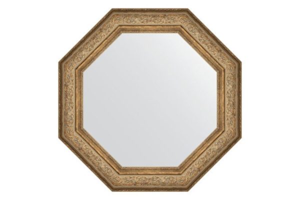 Wall mirror in a baguette frame EVOFORM Octagon BY 3852, antique bronze vignette 80.6x80.6 cm