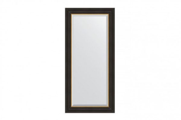 Wall mirror with bevel in a baguette frame EVOFORM BY 3927 ebony with gold 54x114 cm