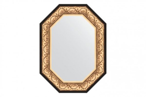 Wall mirror in a baguette frame EVOFORM Polygon BY 7241, baroque gold 60x80 cm