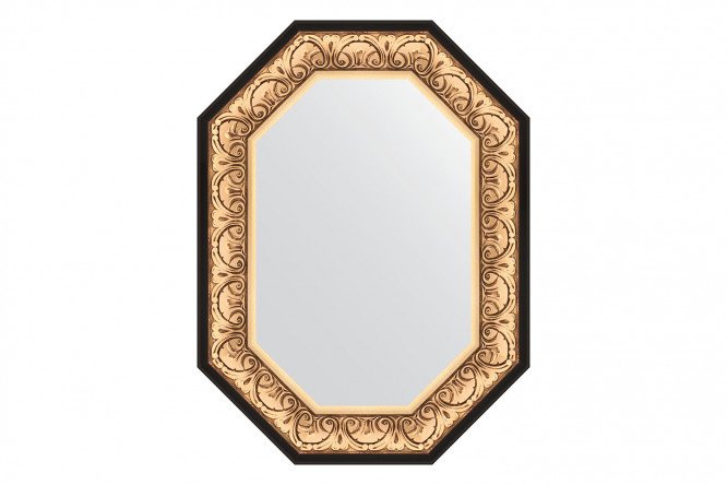 Wall mirror in a baguette frame EVOFORM Polygon BY 7241, baroque gold 60x80 cm