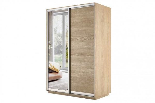 Wardrobe 2-door Slide 140x220x60 cm, Sonoma, with one mirror