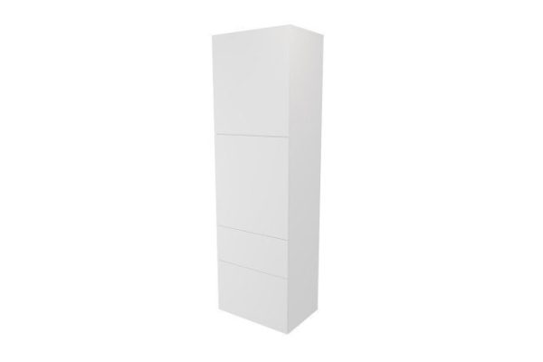 Wardrobe 2 doors and 2 drawers Oscar Amika 60x192 with closers, white / white gloss