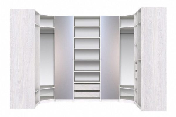 Wardrobe system Titus Oscar Bergen 365.1x236x195.05 cm, light ash Anchor, with two mirrors