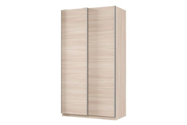Sliding wardrobe 2-door Praktik 120x220x60 cm, light Shimo ash, silver profile