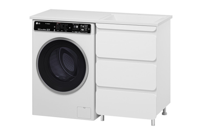 Floor cabinet for washing machine Cheget 55 P-Cheg-01055-01N3YA with 3 drawers 55 cm, frame color white, facade white