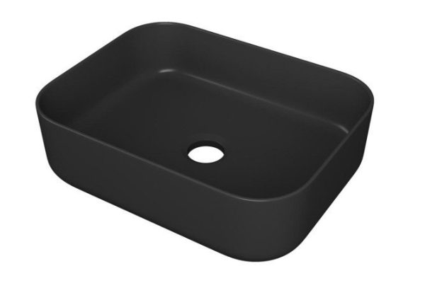 Counter-mounted rectangular washbasin POINT Mercury 50BM PN43832BM, matte black Countertop, 50x14x39 cm