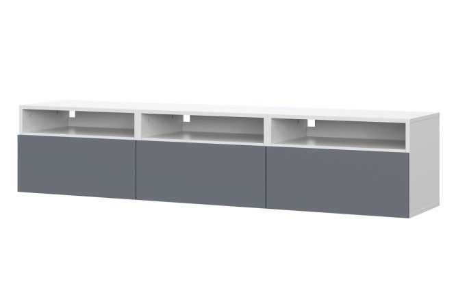 Cabinet Oscar Moon 180x40 with 3 drawers and 3 shelves, white / graphite soft