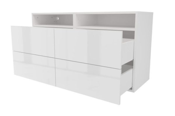 Cabinet 4 drawers and shelf Oscar Amika 120x64 with closers, white / white gloss