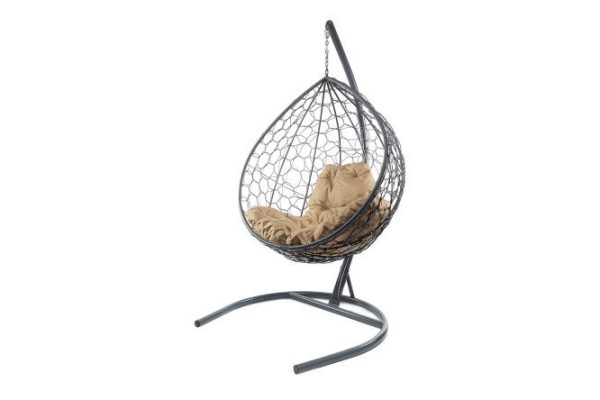 Hanging cocoon chair Drop 72x186x98 cm, base and frame color gray, finishing gray
