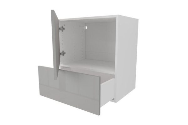 Cabinet with drawer and door Oscar Amika 60x64 with door closer, white / dusty gray gloss
