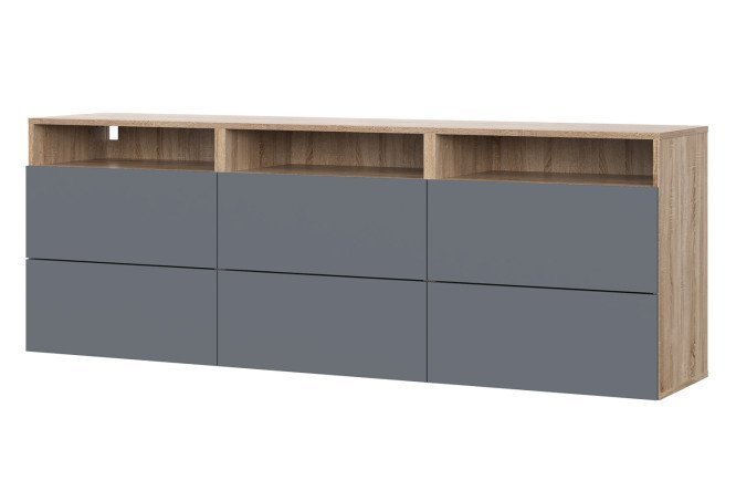 Cabinet Oscar Moon 180x64 with 6 drawers and 3 shelves, sonoma oak / graphy