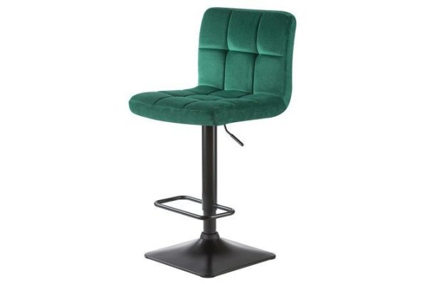 Bar stool DOBRIN Dominic 42x94x52 cm, upholstery green, legs black