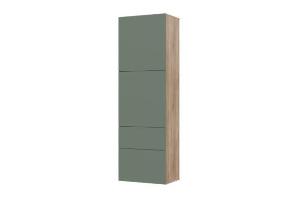 Wardrobe Oscar Moon 192x60 cm 2 doors and 2 drawers, sonoma oak, soft olive