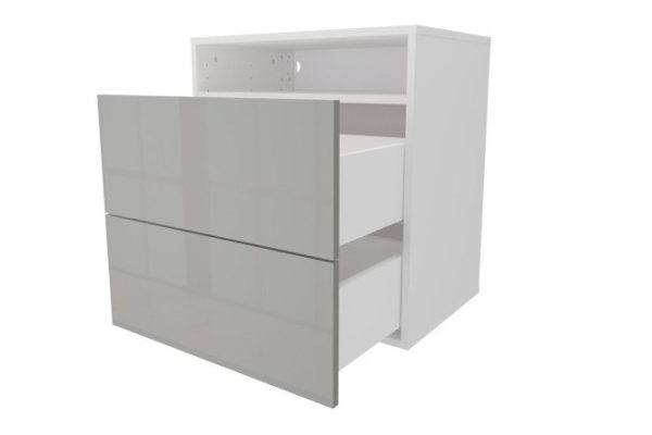 Cabinet with two drawers and shelf Oscar Amika 60x64 with push to open, white / dusty gray gloss