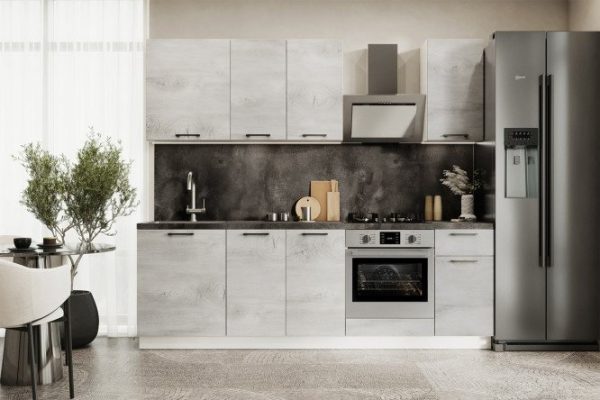 Kitchen set City 240x210x52.6 cm, frame color white, facade light Irish oak