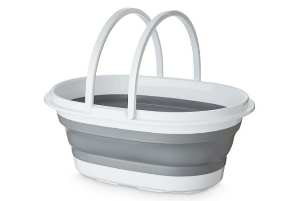 Folding basin with waste 12 l, white, gray