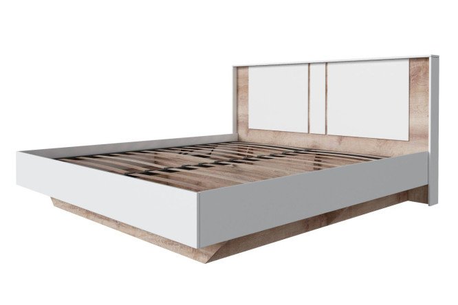 Vendela bed with lifting mechanism 180x200 cm, Sacramento oak, white smooth