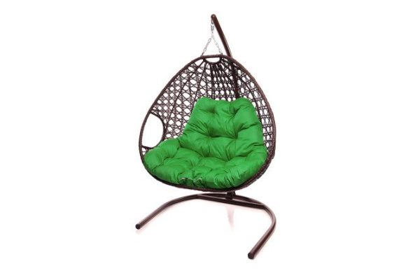 Hanging chair for two Luxury 119x186x120 cm, base and frame color white, finishing white