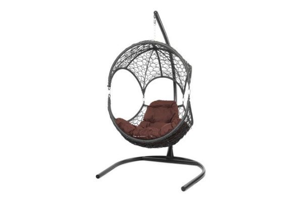 Hanging chair Walnut 113x180x110 cm, base and frame color white, finishing white