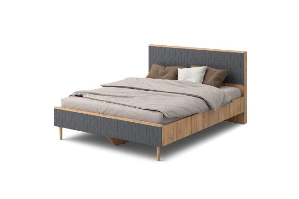 Bed Denver color Wotan oak, graphite 160x200 cm