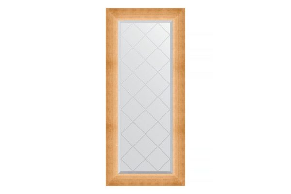 Wall mirror with engraving in a baguette frame EVOFORM Etched gold 56x126 cm