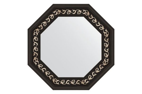 Wall mirror in a baguette frame EVOFORM Octagon BY 3766, black art deco 55x55 cm