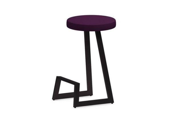 Bar stool Horeca Cors 38x65x38 cm, upholstery color purple, legs black