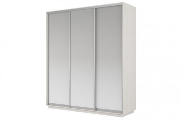 3-door wardrobe Slide 240x220x45 cm, light ash anchor, with three mirrors