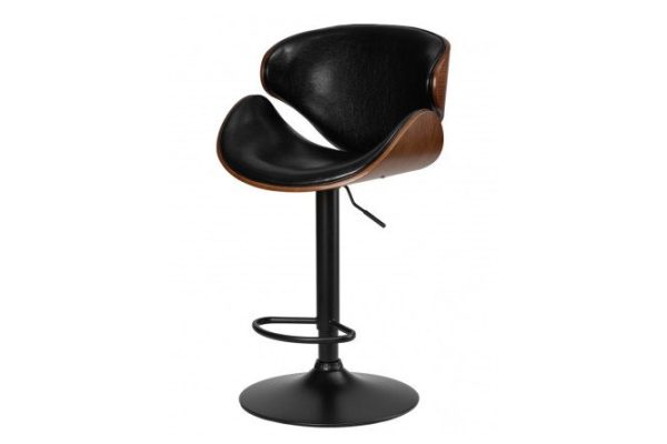 Bar stool DOBRIN Karter 52x92x45 cm, upholstery color black, seats brown walnut