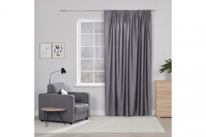 Curtain with ribbon MICASA Luna 180x275 cm, 1 piece, gray