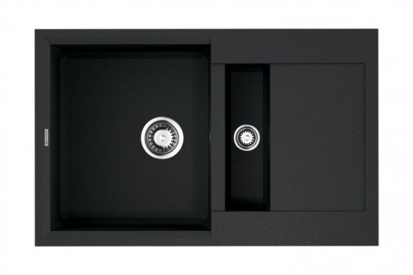 Inset sink with drainer OMOIKIRI Sakaime 78-2-BL 4993114, black 78x50x22 cm