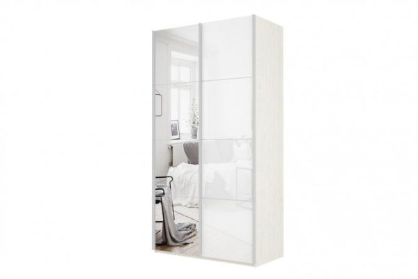 2-door wardrobe Cors 120x230 cm, light ash Anchor, with one mirror