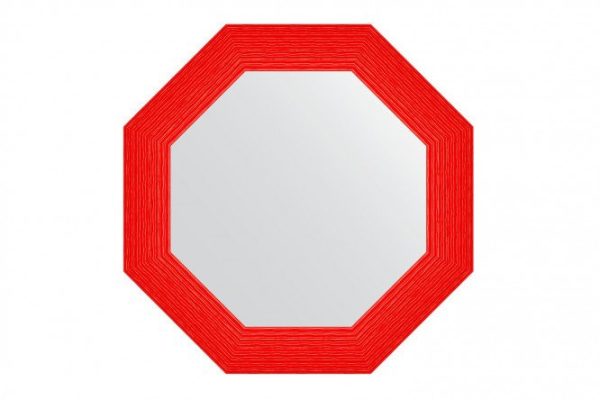 Wall mirror in a baguette frame EVOFORM Octagon BY 3884, red wave 67x67 cm