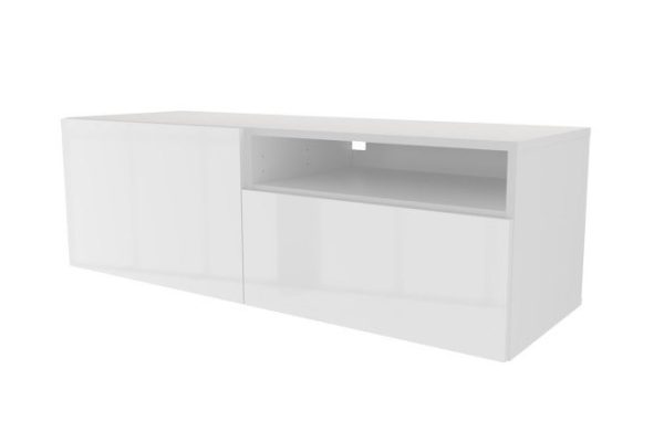 Cabinet with 2 drawers and shelf Oscar Amika 120x38 with closers, white / white gloss