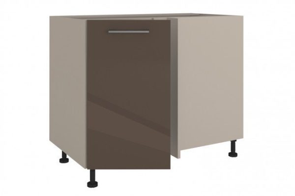 Front with corner for Amika floor corner cabinet 39.6x71.6 cm, truffle brown glossy color
