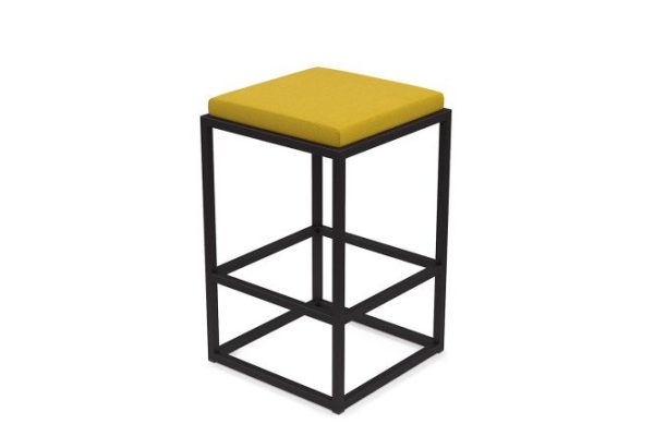 Bar stool Horeca Verm 40x65x40 cm, upholstery yellow, legs black