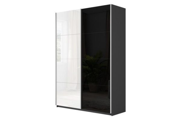 f60a73974ec925effe5d55879bc1b833.jpg Sliding wardrobe 2-door Cors 140x230 cm, gray diamond, black facade, white gloss