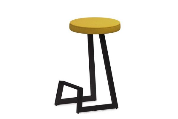 Bar stool Horeca Cors 38x65x38 cm, upholstery yellow, legs black