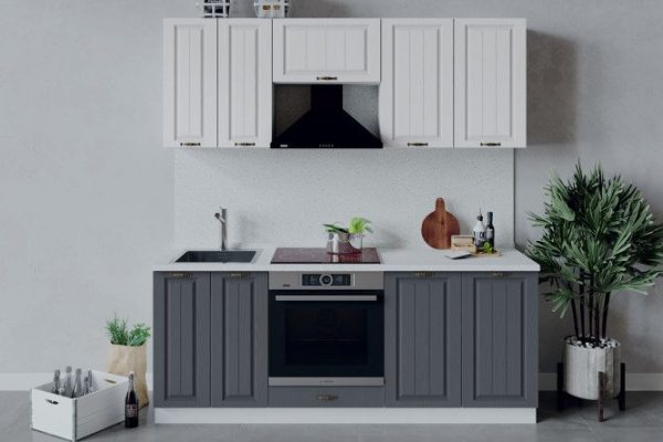 Kitchen set Lina 200x213.2x47.8 cm, frame color white, facade white, graphite