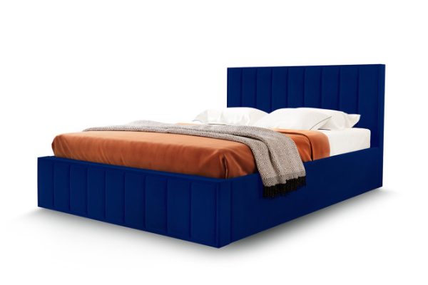 Bed with lifting mechanism Vienna 180x200 cm, blue, velor